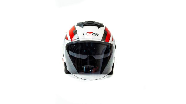 Шлем мото открытый HIZER J222 #1 (M) white/red (2 визора)