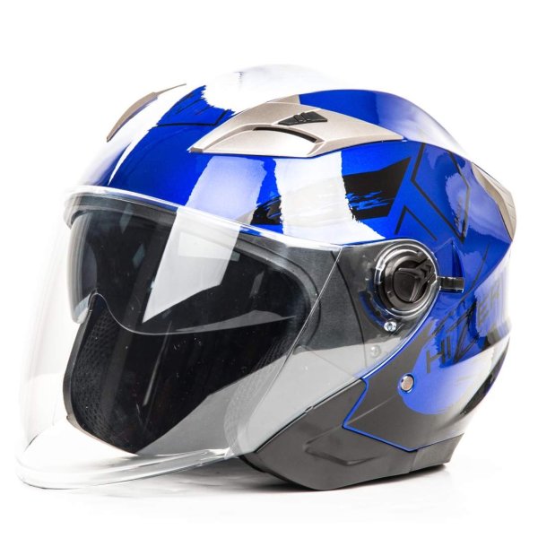 Шлем мото открытый HIZER B208 #3 (S) blue/black (2 визора)