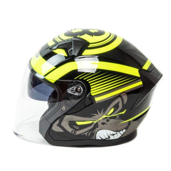 Шлем мото открытый HIZER J228 #1 (S) black/neon yellow