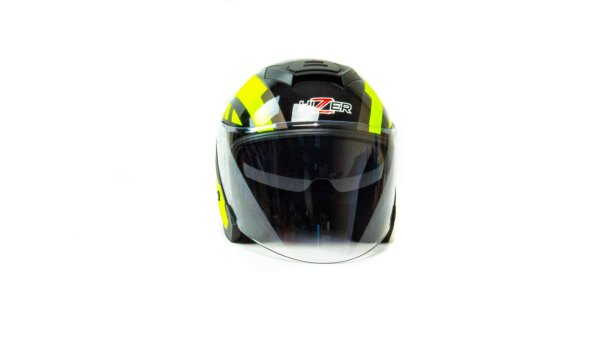 Шлем мото открытый HIZER J222 #2 (M) black/yellow (2 визора)